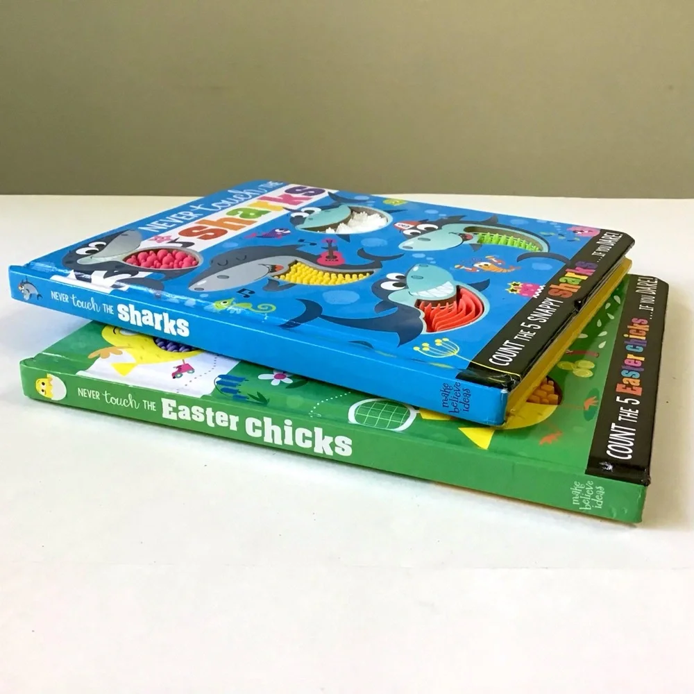 Never Touch the Easter Chicks, and Sharks Board Books Set Kids Sensory Textured